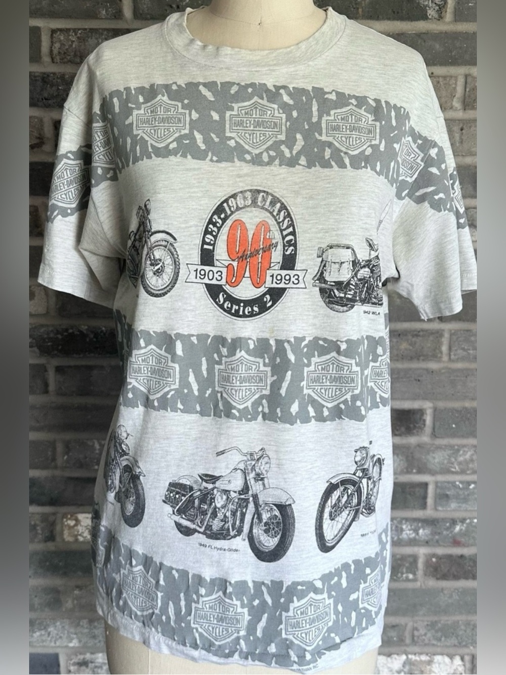 Vintage 1992 Harley Davidson 90th Anniversary AOP Single Stitch Tee M